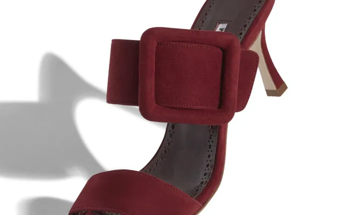 Women Casual Manolo Blahnik GABLE Dark Red Suede Open Toe Mules Women Casual Manolo Blahnik GABLE Dark Red Suede Open Toe Mules