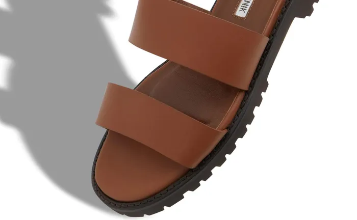 Women Casual Manolo Blahnik GADMU Brown Calf Leather Flat Sandals Women Casual Manolo Blahnik GADMU Brown Calf Leather Flat Sandals