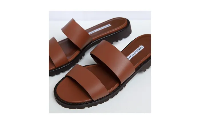 Women Casual Manolo Blahnik GADMU Brown Calf Leather Flat Sandals Women Casual Manolo Blahnik GADMU Brown Calf Leather Flat Sandals