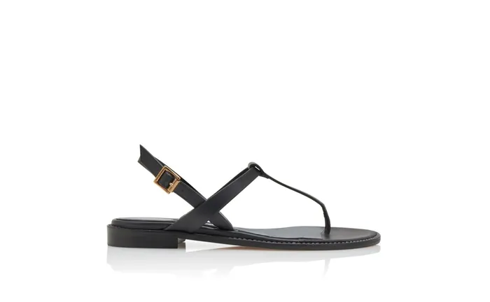 Women Casual Manolo Blahnik HATA Black Calf Leather Flat Sandals Women Casual Manolo Blahnik HATA Black Calf Leather Flat Sandals