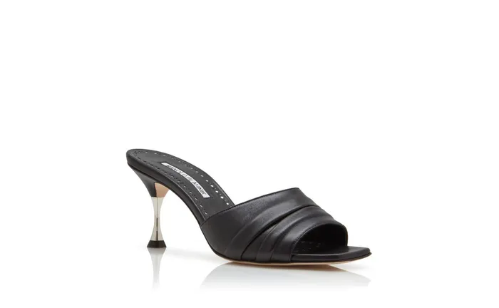 Women Casual Manolo Blahnik PICOUX Black Nappa Leather Open Toe Mules