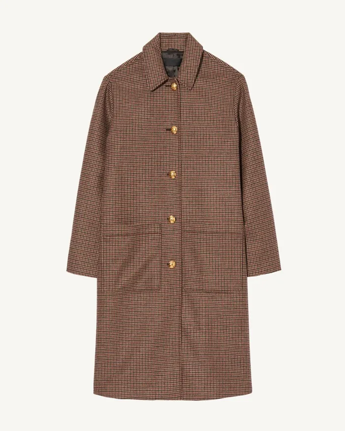 Women Coats and Outerwear Nili Lotan SETH DUSTER COAT Beigebrown Houndstooth