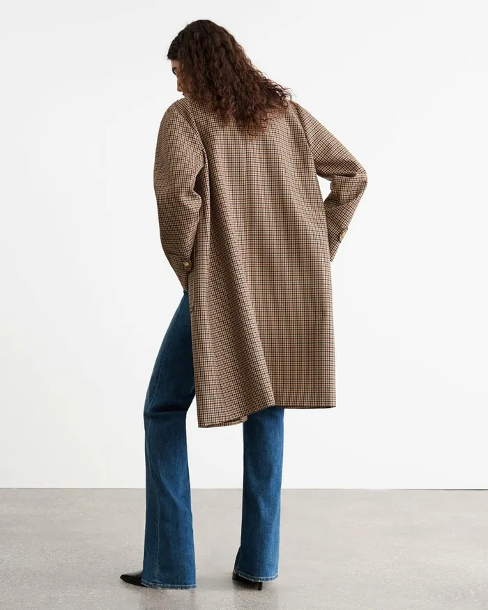 Women Coats and Outerwear Nili Lotan SETH DUSTER COAT Beigebrown Houndstooth