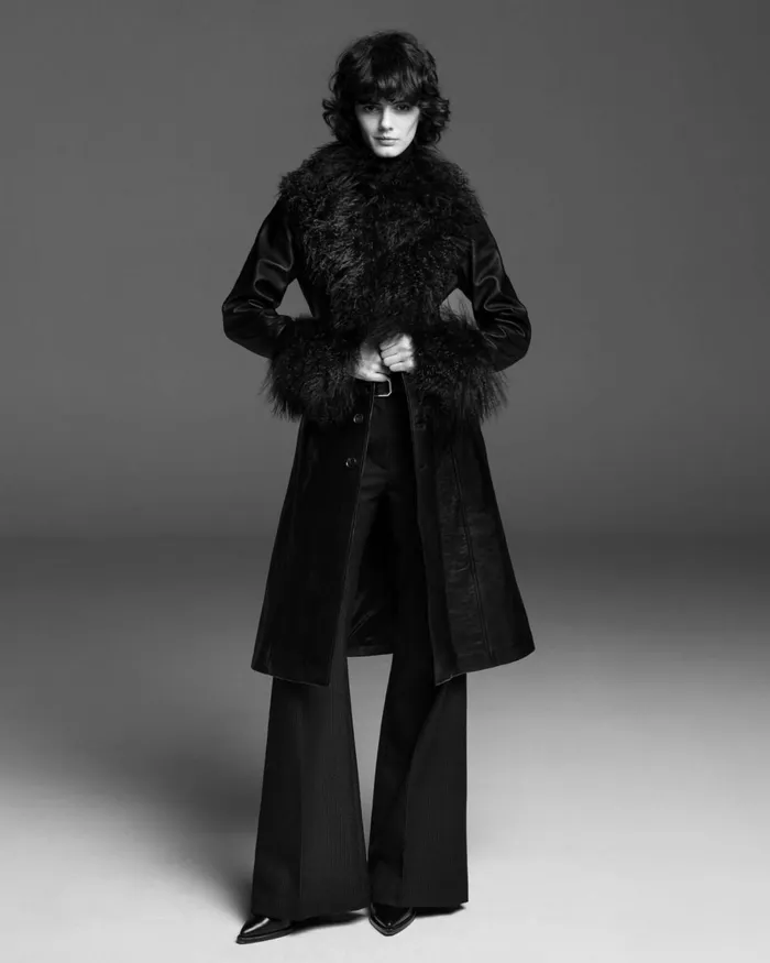 Women Coats and Outerwear Nili Lotan SOLENE LEATHER COAT Black