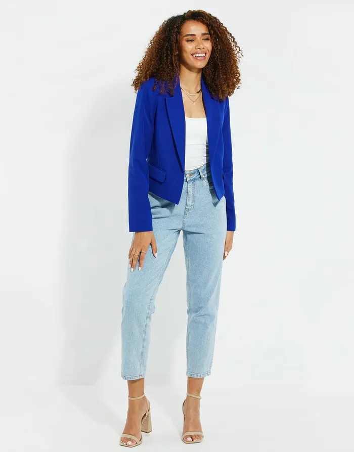 Women Cobalt Blue Cropped Blazer Blue Threadbare Blazers Women Cobalt Blue Cropped Blazer Blue Threadbare Blazers