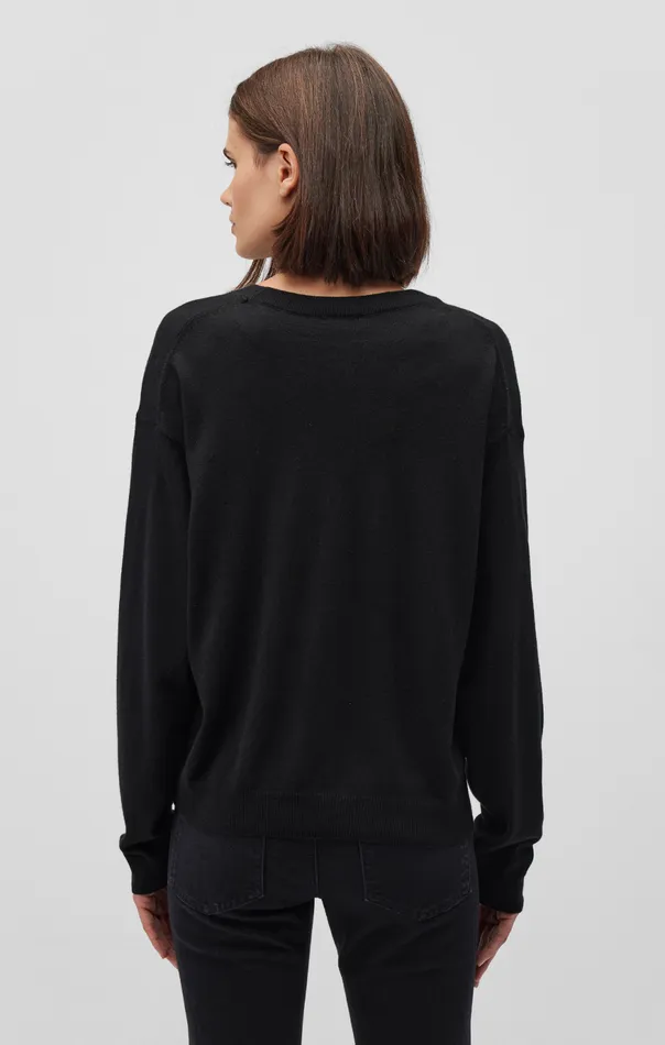 Women Crew Neck Sweater In Black Mavi Jeans Sweaters Women Crew Neck Sweater In Black Mavi Jeans Sweaters
