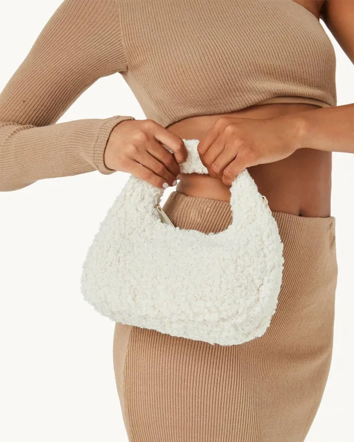 Women Cross Body Bags Billini MAGDA HANDLE BAG 8211 BONE SHEARLING