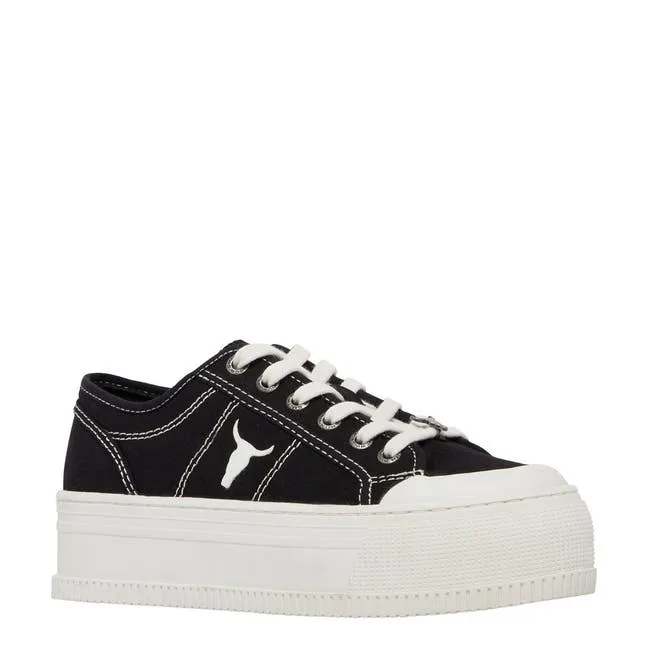 Women Dealbreaker Black Canvas Off White Sneakers Windsor Smith Platform Sneakers