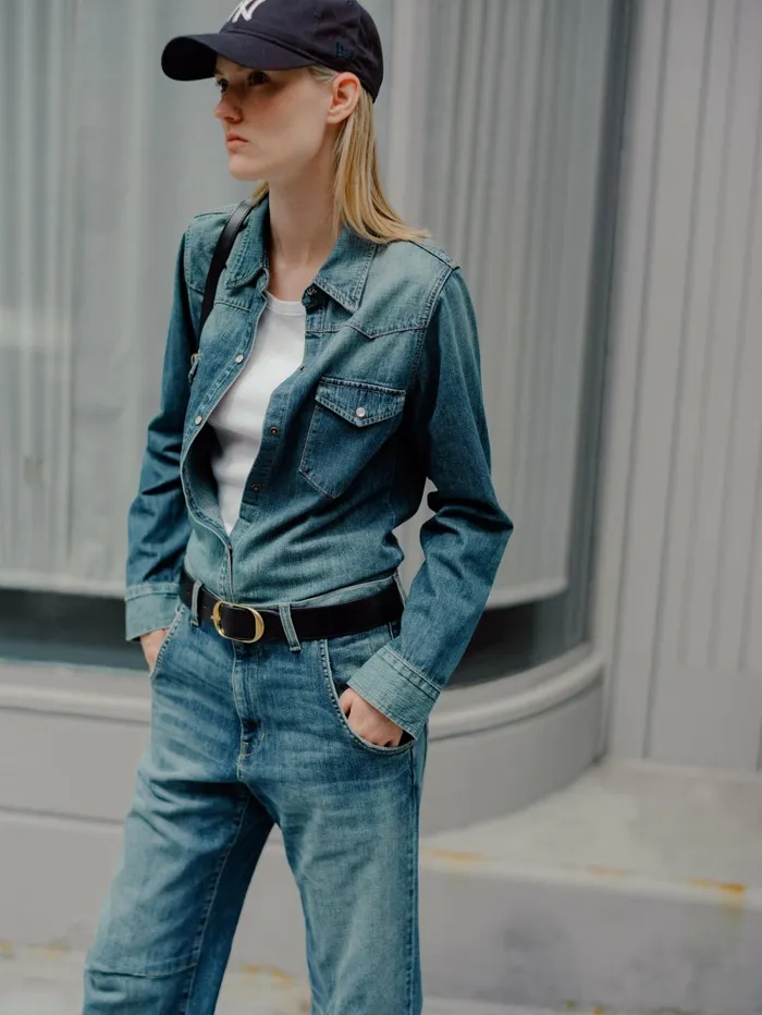 Women Denim Nili Lotan TRAVIS SHIRT Classic Wash