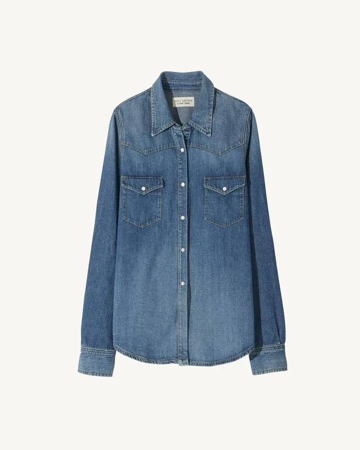 Women Denim Nili Lotan TRAVIS SHIRT Classic Wash