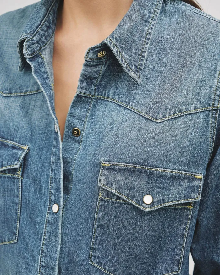 Women Denim Nili Lotan TRAVIS SHIRT Classic Wash