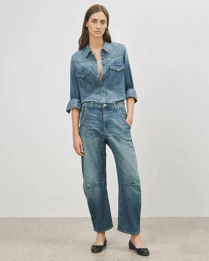 Women Denim Nili Lotan TRAVIS SHIRT Classic Wash
