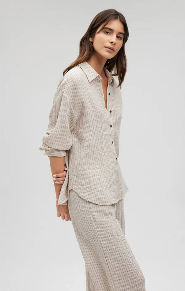Women Double Face Long Sleeve Shirt In Stone Stripe Mavi Jeans Shirts Women Double Face Long Sleeve Shirt In Stone Stripe Mavi Jeans Shirts