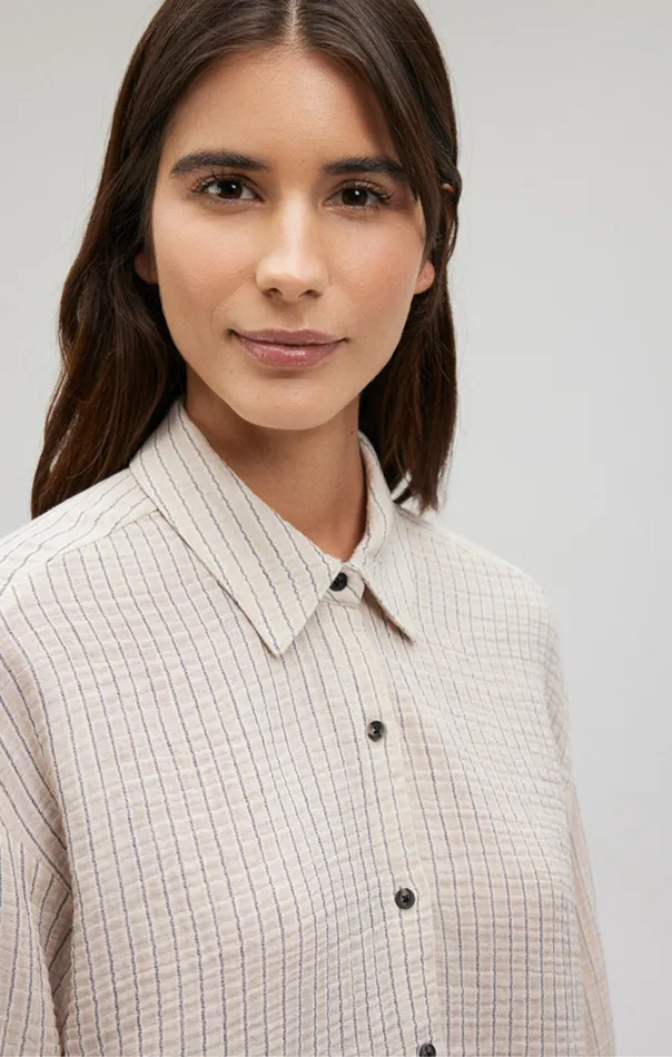 Women Double Face Long Sleeve Shirt In Stone Stripe Mavi Jeans Shirts Women Double Face Long Sleeve Shirt In Stone Stripe Mavi Jeans Shirts