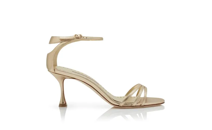 Women Dress Shoes Manolo Blahnik CARACOL Gold Nappa Leather Strappy Sandals Women Dress Shoes Manolo Blahnik CARACOL Gold Nappa Leather Strappy Sandals