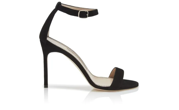 Women Dress Shoes Manolo Blahnik CHAOS Black Suede Ankle Strap Sandals Women Dress Shoes Manolo Blahnik CHAOS Black Suede Ankle Strap Sandals