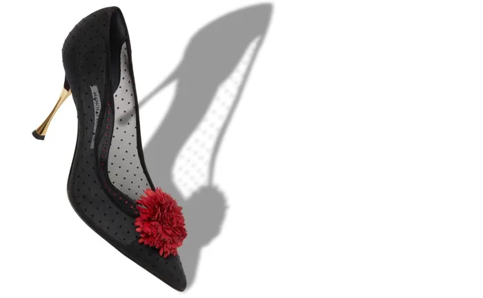 Women Dress Shoes Manolo Blahnik SOHEMIAS Black Mesh Polka Dot Pumps Women Dress Shoes Manolo Blahnik SOHEMIAS Black Mesh Polka Dot Pumps