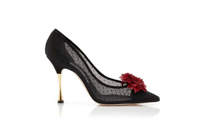 Women Dress Shoes Manolo Blahnik SOHEMIAS Black Mesh Polka Dot Pumps Women Dress Shoes Manolo Blahnik SOHEMIAS Black Mesh Polka Dot Pumps