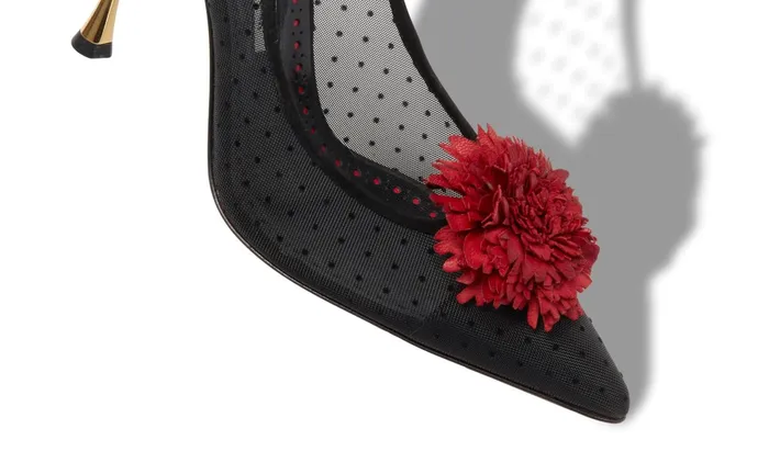 Women Dress Shoes Manolo Blahnik SOHEMIAS Black Mesh Polka Dot Pumps Women Dress Shoes Manolo Blahnik SOHEMIAS Black Mesh Polka Dot Pumps