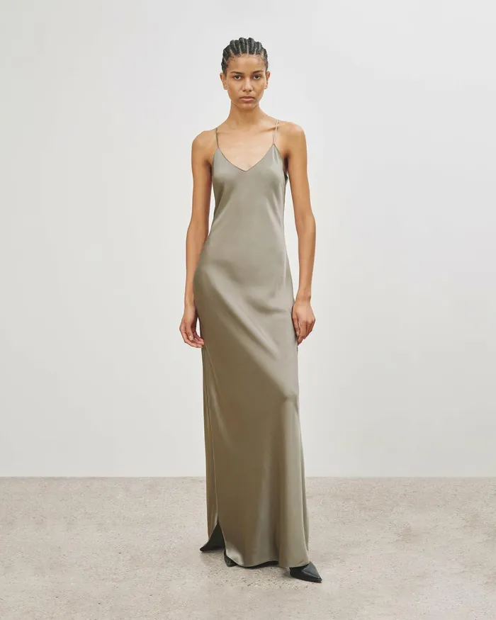 Women Dresses and Skirts Nili Lotan CAMI SILK GOWN Dark Brown