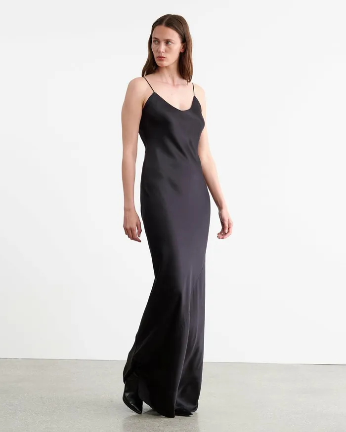 Women Dresses and Skirts Nili Lotan CAMI SILK GOWN Dark Brown