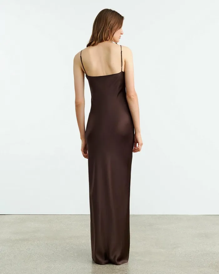 Women Dresses and Skirts Nili Lotan CAMI SILK GOWN Dark Brown