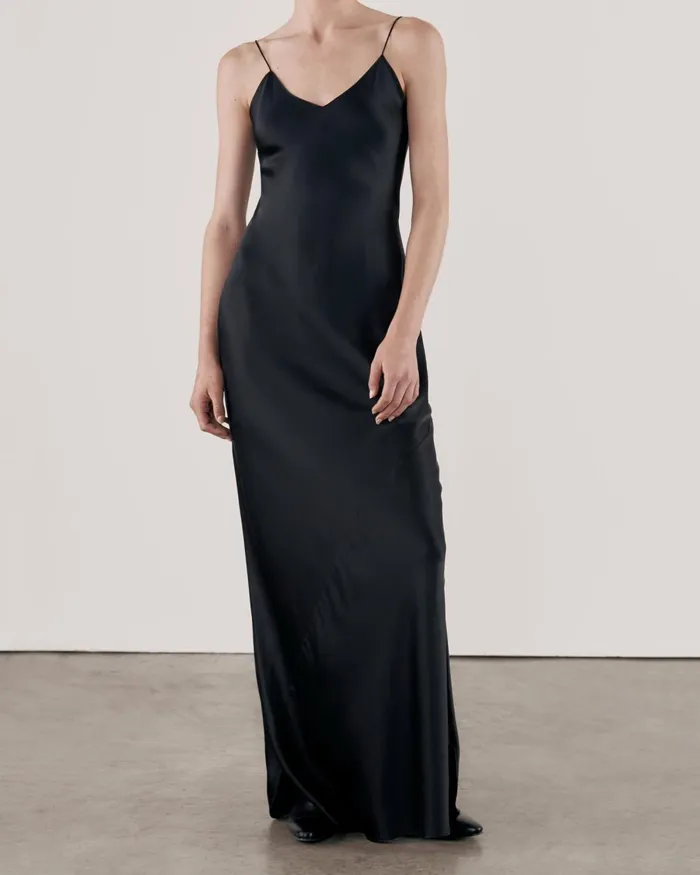 Women Dresses and Skirts Nili Lotan CAMI SILK GOWN Dark Brown