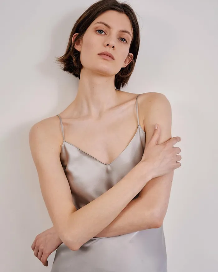 Women Dresses and Skirts Nili Lotan CAMI SILK GOWN Dark Brown