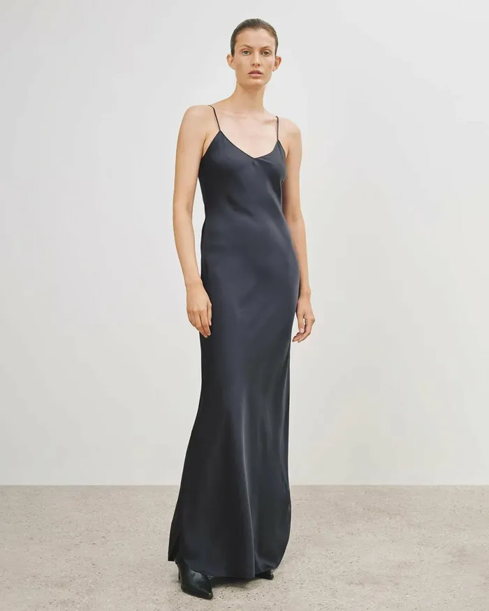 Women Dresses and Skirts Nili Lotan CAMI SILK GOWN Dark Brown