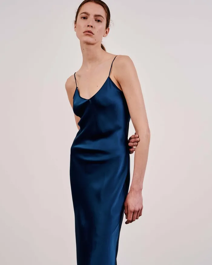 Women Dresses and Skirts Nili Lotan CAMI SILK GOWN Dark Brown