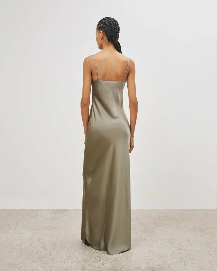Women Dresses and Skirts Nili Lotan CAMI SILK GOWN Dark Brown