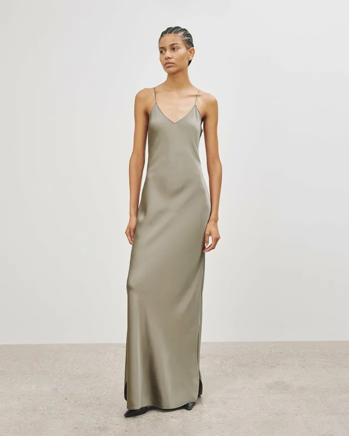 Women Dresses and Skirts Nili Lotan CAMI SILK GOWN Dark Brown