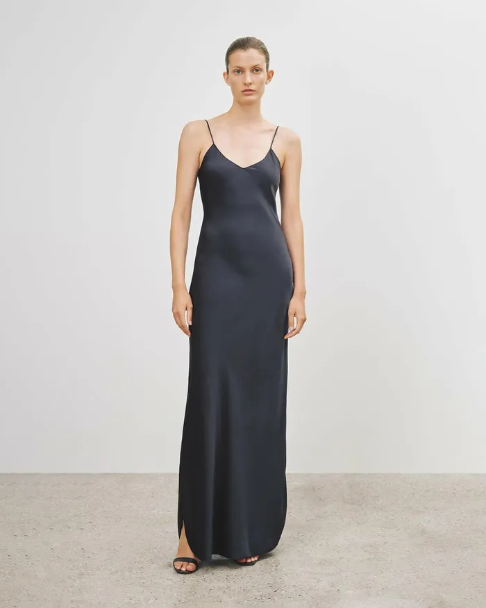Women Dresses and Skirts Nili Lotan CAMI SILK GOWN Dark Brown