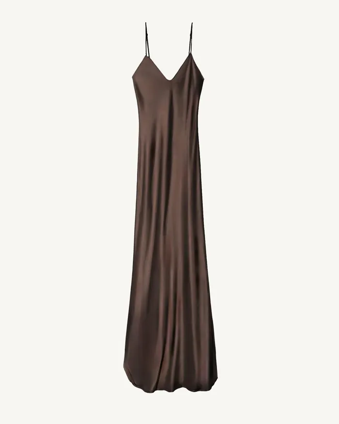 Women Dresses and Skirts Nili Lotan CAMI SILK GOWN Dark Brown