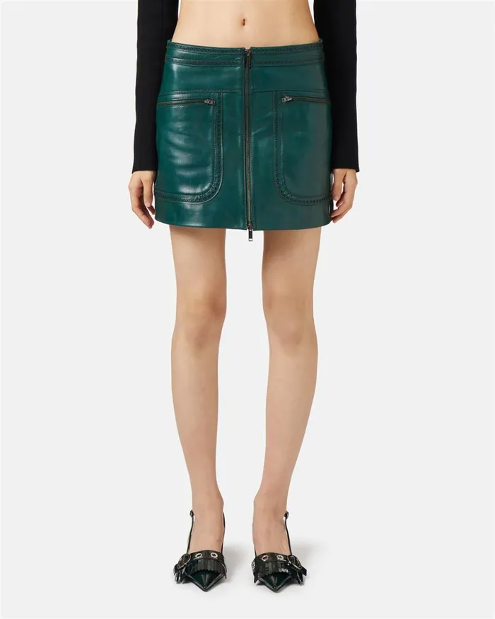 Women DRESSES AND SKIRTS Iceberg Leather Mini Skirt With Brogue Detail