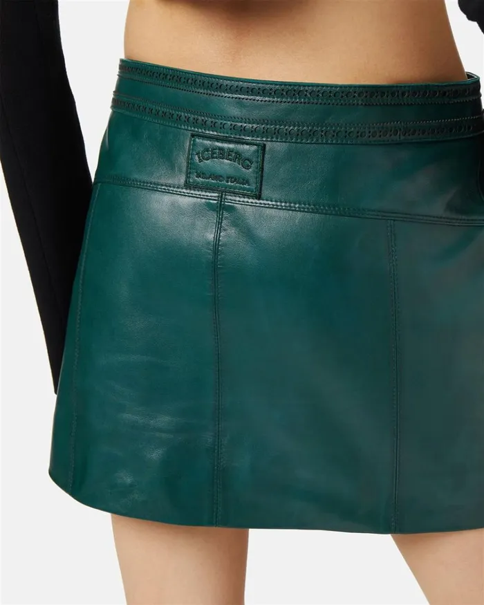 Women DRESSES AND SKIRTS Iceberg Leather Mini Skirt With Brogue Detail Women DRESSES AND SKIRTS Iceberg Leather Mini Skirt With Brogue Detail