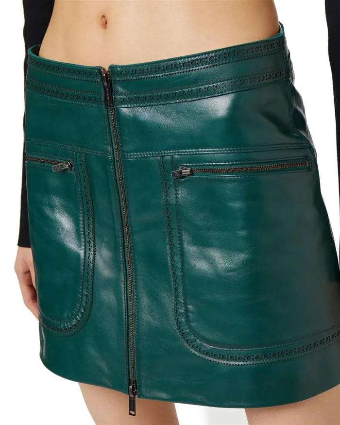 Women DRESSES AND SKIRTS Iceberg Leather Mini Skirt With Brogue Detail Women DRESSES AND SKIRTS Iceberg Leather Mini Skirt With Brogue Detail