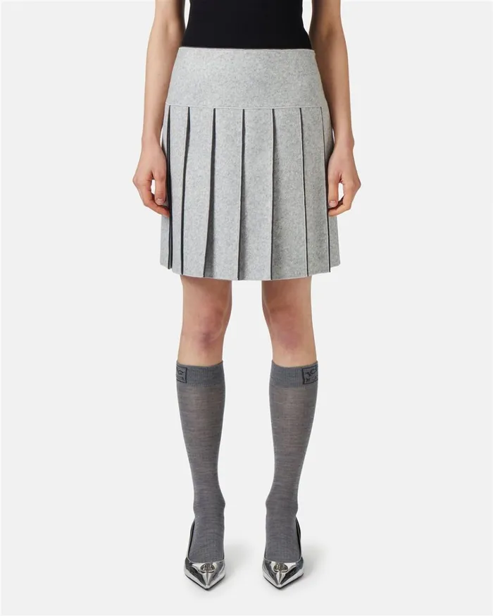 Women DRESSES AND SKIRTS Iceberg Pleated Skirt In Technical Melange Cloth