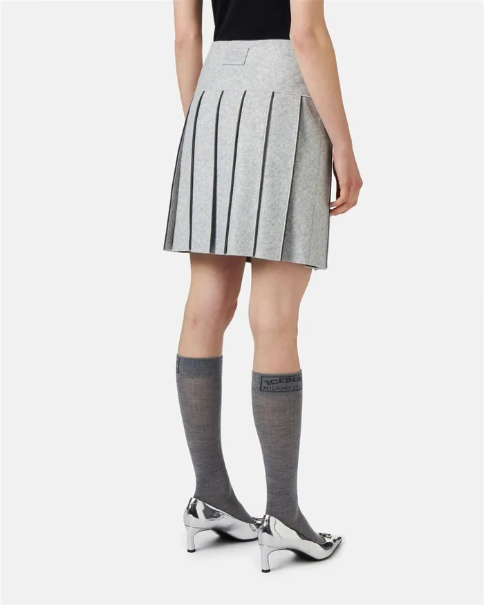 Women DRESSES AND SKIRTS Iceberg Pleated Skirt In Technical Melange Cloth Women DRESSES AND SKIRTS Iceberg Pleated Skirt In Technical Melange Cloth