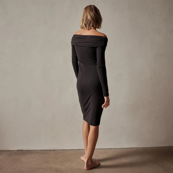 Women DressesJumpsuits James Perse Brushed Jersey Off The Shoulder Dress Black