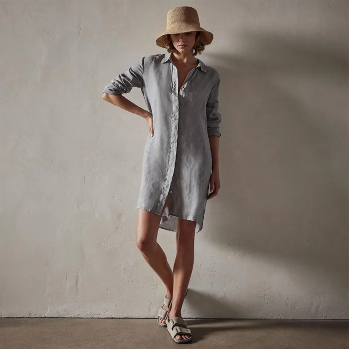 Women DressesJumpsuits James Perse Lightweight Linen Shirt Dress Breeze Pigment
