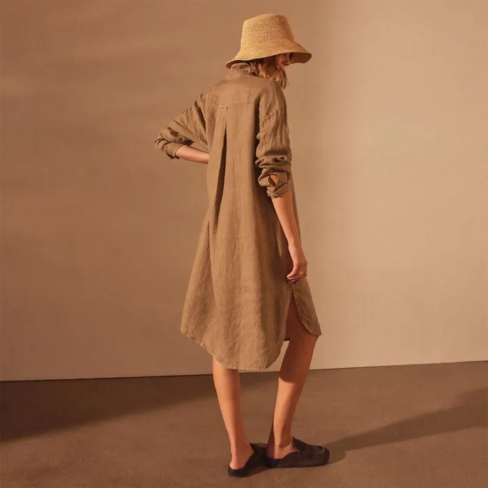 Women DressesJumpsuits James Perse Linen Shirt Dress Cashew Pigment
