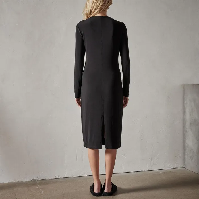 Women DressesJumpsuits James Perse Split V Neck Jersey Shift Dress Black