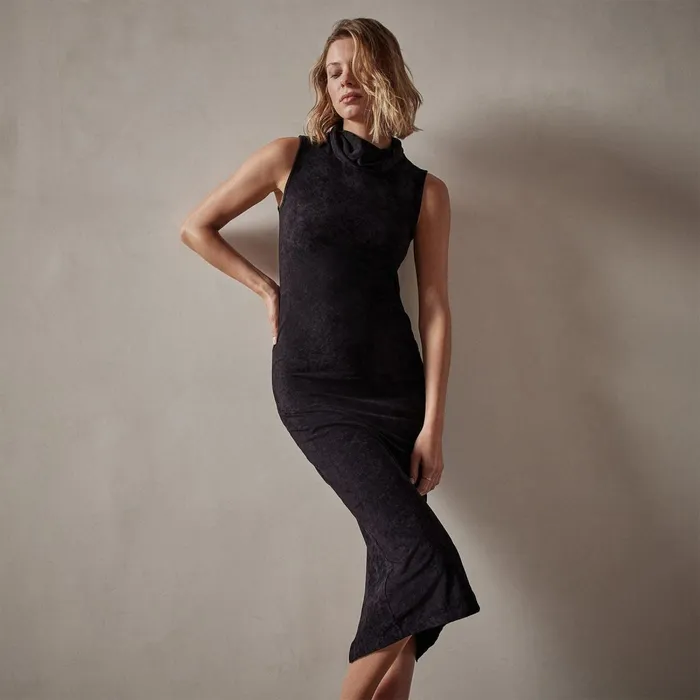 Women DressesJumpsuits James Perse Stretch Velvet Sleeveless Dress Black