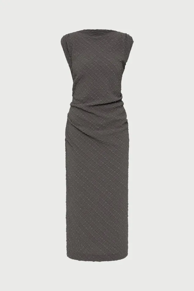 Women Dresses Lee Mathews Violet Drape Dress Charcoal
