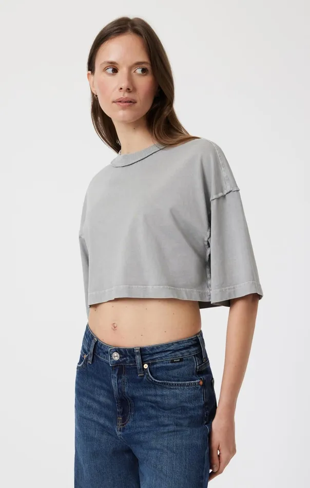 Women Drop Shoulder Cropped TShirt In Monument Mavi Jeans Tops and TShirts Women Drop Shoulder Cropped TShirt In Monument Mavi Jeans Tops and TShirts