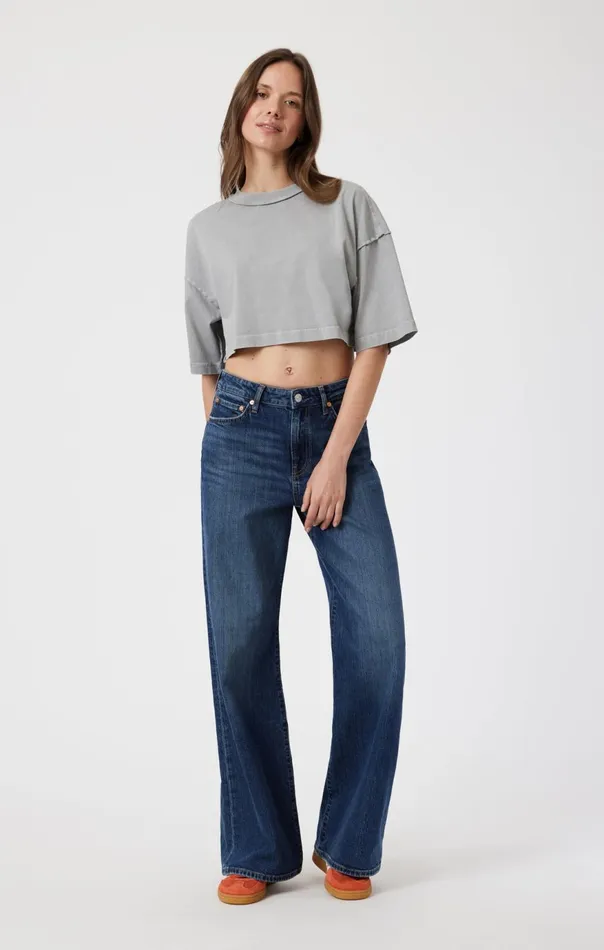 Women Drop Shoulder Cropped TShirt In Monument Mavi Jeans Tops and TShirts Women Drop Shoulder Cropped TShirt In Monument Mavi Jeans Tops and TShirts