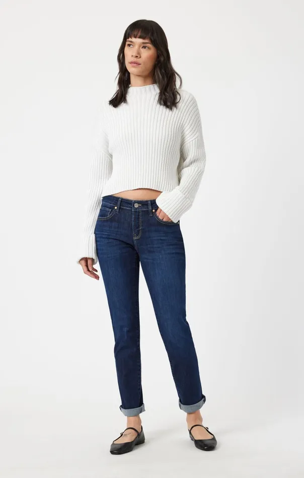Women Emma Slim Boyfriend In Deep Flex Blue Mavi Jeans Denim