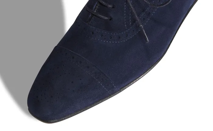 Women Flats Manolo Blahnik BATH BRIDE Navy Suede Laceup Brogues Women Flats Manolo Blahnik BATH BRIDE Navy Suede Laceup Brogues