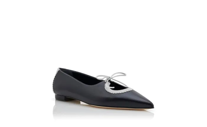 Women Flats Manolo Blahnik ULISSA Navy Blue Nappa Leather And Suede Flat Shoes Women Flats Manolo Blahnik ULISSA Navy Blue Nappa Leather And Suede Flat Shoes